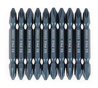 10pc set di bit a doppia testa a croce, in acciaio in lega S2 PH2, gambo 6,3 mm di lunghezza per cacciaviti elettrici, trapani e utensili elettrici