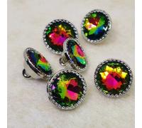 10Pcs 15mm Vetro Cristallo Strass Bottoni Con Tibia Cucito Vestiti Camicia