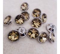10Pcs 15mm Vetro Cristallo Strass Bottoni Con Tibia Cucito Vestiti Camicia