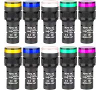 10Pcs 16Mm Indicatore Luminoso 220-380VAC LED Da Incasso a Pannello (Rosso/Verde