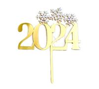 10pcs 2024 Cake Toppers Capodanno Stuzzicadenti Decorazione di Natale Fiocco di Neve Forma Pick Per La Casa Forniture Del Partito di Nozze Topper Per