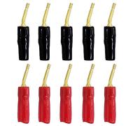 10pcs 2mm Speaker Pin Tip Connectors Nero & Rosso Rame Placcato Banana Maschio Spine Tipo di Vite Set