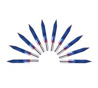 10pcs 3,175 mm blu rivestimento blu PCB fresatura 3d fresatura 3d tungsteno in carburo V Bit di incisione del router cnc per legno acrilico