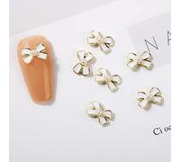 10Pcs 3D Bow Pearl Bowknot Unghie Gioielli Dolci Decorazioni Metallo Borchie Adesivi Forniture
