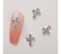 10Pcs 3D Croce Nail Charms Croce Decorazioni Croce per Arte Decor Metallo Lega di Cristallo Strass Punk Gothic Art Forniture