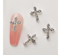 10Pcs 3D Croce Nail Charms Croce Decorazioni Croce per Arte Decor Metallo Lega di Cristallo Strass Punk Gothic Art Forniture