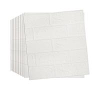 10pcs 3D Tile Brick Wall Sticker Carta da parati autoadesiva in schiuma impermeabile pannello,Adesivi murali in mattoni 3D, Carta da parati rimovibile in schiuma di polietilene autoadesiva (Bianca)
