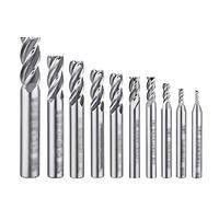 10Pcs 4-Flute End Mill Bits High-Steel Frese con fusto cilindrico Punte da trapano per alluminio e acciaio