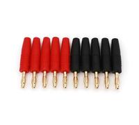 10Pcs 4mm Red and Black Wire Solder Type Gold Plate Male Plug Connector EKFBQBGW