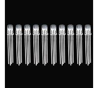 10PCS 5mm RGB LED comune catodo anodo tricolore 4pin rosso verde blu LED emettitori diodi f5 RGB diffusa lampada trasparente (catodo comune trasparente)
