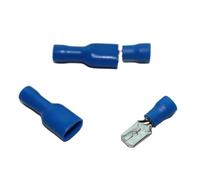 10pcs 6.3mm Spade Crimp Terminal 6.3 Male Female Blue Insulated Electrical Connector for 16AWG - 14AWG Wire /1.5-2.5mm2 Cable