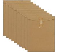 10PCS A4 cartelle busta in carta kraft, formato documenti tasche file borse sacchetto di stoccaggio Paperwork organizer con corda chiusura a calamita per uffici scuola viaggio Kraft Paper Vertical