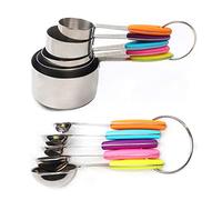 10Pcs Acciaio Inox Meuring Tazze e Cucchiai Set con Scala Colorato Thickene Cucina Cottura Accessori