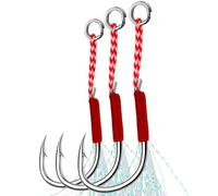 10PCS Ami da pesca 11#-20# Assist Ganci Singolo Jig Amo da pesca con filo Piuma Luminosa Gancio spinato Gancio da mare for esca da pesca(18)