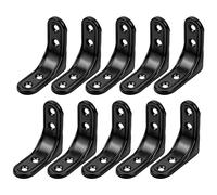 10Pcs Bretelle Angolari 50x50mm Staffa Angolare 90 Gradi Supporti Angolo Staffe Angolari Squadrette Angolar Forma di L Staffe Metalliche per Legno Angolo Codice per Mensola Mobili Armadio, Nere 4 Fori