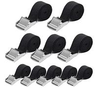 10PCS Cinghia di Ancoraggio, 25mm x 1m, Portata 250kg, Cinghia di Fissaggio, Cinghie a Cricchetto con Blocco a Morsetto, per Portabici Moto Cinghie di Fissaggio Robuste, DIN EN 12195-2 Nero