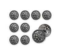 10pcs Clothes Button - Fashion Hollow Flower Metal Shank Round Shaped Metal Button Set Sewing Button (20mm Black)