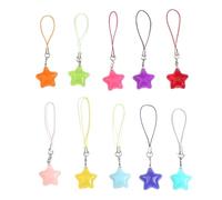 10Pcs Colorful Star Ciondolo Telefono Cinghie Cordino Moda Tasca Portachiavi Cinghia Zaino Fascino Chiavi Auto, Medio, Resina, Nessuna pietra preziosa