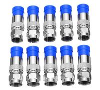10PCS Compressione RG6 F Tipo Connettore coassiale Adattatore coassiale Spina Rg6 Cavo coassiale per TV satellitare e via cavo, Blu