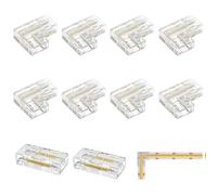 10PCS Connettori Striscia LED COB 2 Pin 8 mm, 2PCS Connettori Diritti Trasparenti e 8PCS Connettore Angolo a Forma di L Senza Saldatura Connettore Angolare per Soggiorno Corridoio e Camera da Letto