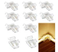 10pcs Connettori Striscia LED COB per 2pin 8mm Wide Strisce, 8pcs L Forma e 2pcs Connecteur Diritti, Trasparente Connettore Kit per Striscias 12V/24V per Soggiorno, Corridoio e Camera da Letto