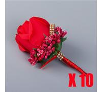 10PCS Corpetto Artificiale Rosa Spilla Fiore Strass Sposo Festa Matrimonio