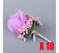 10PCS Corpetto Artificiale Rosa Spilla Fiore Strass Sposo Festa Matrimonio
