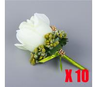 10PCS Corpetto Artificiale Rosa Spilla Fiore Strass Sposo Festa Matrimonio