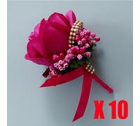 10PCS Corpetto Artificiale Rosa Spilla Fiore Strass Sposo Festa Matrimonio
