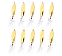 10Pcs cucchiai da pesca in metallo 3/5 oz per esche, tonalità oro