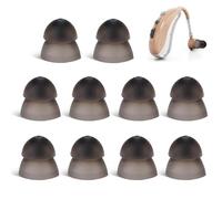10pcs Cupole per apparecchi acustici, punte per le orecchie in silicone morbido Doppio strato di tipo chiuso Auricolari lavabili Tappi per le orecchie antistatici per gli anziani(Nero)