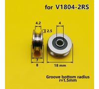 10PCS Cuscinetto scorrevole puleggia binario inferiore tondo per V1804 2RS desig