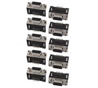 10pcs DB 15 Pin 3 Row femmina D-SUB VGA Connettore PCB Angolo di montaggio Right