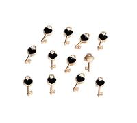 10Pcs della Lega dello Smalto del Cuore Chiave di Blocco Pendenti in Oro Amore Appeso Ciondola Il Fascino per Il Fai da Te Braccialetto Dell'orecchino della Collana Monili Che FannoDurability