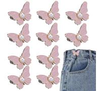 10PCS Detachable Butterfly Clips for Jeans Waist Tightening, No Sew Waist Tightener, No-Sew Metal Clips for Pants, Skirts, and Clothing Alterations (C-White)