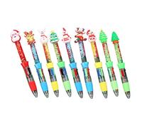10Pcs Drift Sand Natale Multicolore Penna per Studente 4 Color-in-1 Scrittura Penna a sfera retrattile Natale Penna a sfera