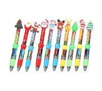 10Pcs Drift Sand Natale Multicolore Penna per Studente 4 Color-in-1 Scrittura Penna a sfera retrattile Natale Penna a sfera
