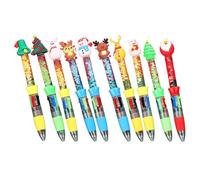 10Pcs Drift Sand Natale Multicolore Penna per Studente 4 Color-in-1 Scrittura Penna a sfera retrattile Natale Penna a sfera