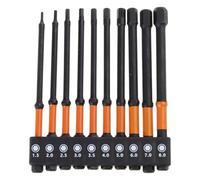 10pcs Drill Bits Hexagonal Head Steel 1/4" Set 100mm Long Screwdriver Allen Wrenches