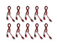 10Pcs Electrical Alligator Clip Dual Ended Test Leads, Red Copper Contacts with PVC Insulation, 10mm Jaw Opening, for Lab Experiments, Circuit Testing, School Science Projects and (1 m)