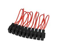 10pcs filo rosso universale guscio di plastica nero cablaggio portafusibili a lama in linea 15A