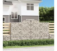 10PCS Galvanized Steel Gabion Baskets 300x50x160/180cm for Garden Decoration, Windbreak & Noise Reduction, Heavy Duty Arc Shaped Stone Cage with Hooks, Outdoor Landscape Design