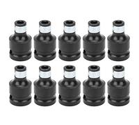 10PCS Heavy Duty Socket Adapter 1/2in Square to 1/4in Hex Shank Conversion Kit Carbon Steel Adapter Set for Impact Wrench Drill Bit Screwdriver Power Tools Accessories