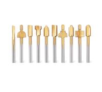 10pcs HSS Fresatura for legno Adatto for set di utensili rotanti 1/8 "3mm Shank Punte for carpenteria for fai da te(Gold)