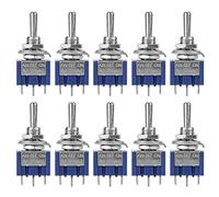 10Pcs Interruttore a Levetta a Bilanciere Momentaneo 3 Posizioni 3 pin ON-OFF-ON 6A 125VAC DPDT Manopola con Cappuccio Impermeabile in Metallo