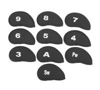 10Pcs Iron Covers Set with Clear Numbers, Head Cover Set, Soft Iron Cover, loth l for Exercise and Tl (Black)