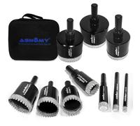 10Pcs Kit di Punte diamantate per piastrelle, 6-50mm Sega a tazza diamantata dentate con Localizzatore di Fori per Piastrelle, Frese a Tazza Diamantate per trapano per vetro, porcellana, granito