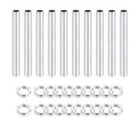 10Pcs Kit M10x1 Filettatura Fine Tubi Lampada 3.1" con Dadi, Zincato Bianco