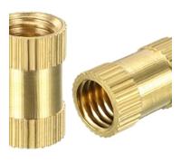 10PCS Knurled Threaded Insert Nuts 1/4"-20 X 6mm(L) X 8mm(OD)/ M3/8x5/12/16mm(L) x4/10mm (OD) Female Thread Brass Embedment Nut(Size 4)