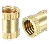 10PCS Knurled Threaded Insert Nuts 1/4"-20 X 6mm(L) X 8mm(OD)/ M3/8x5/12/16mm(L) x4/10mm (OD) Female Thread Brass Embedment Nut(Size 3)